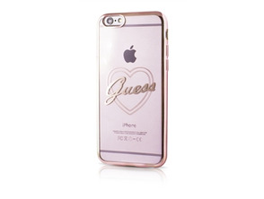 TPU trasparente caso cuore oro rosa mela iPhone 6 / 6S ospite