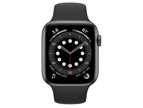 Apple Watch S6 44MM Gris Espacial con correa negra Sport Band MG2E3TY/A