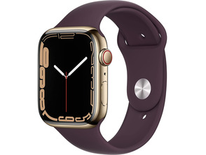 Acquista Apple Watch Serie 7 GPS/Cellular 45 mm Caja Acero Oro / Correa deportiva Cereza Oscuro Apple Watch Serie 7 GPS/Cellular 45 mm Caja Acero Oro / Correa deportiva Cereza Oscuro