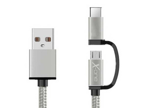 Cavo Micro USB + Adattatore USB C X-One - Argento