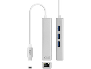Cavo USB C 3,0 a RJ45 + 3xUSB 3,0 Plata Nanocable