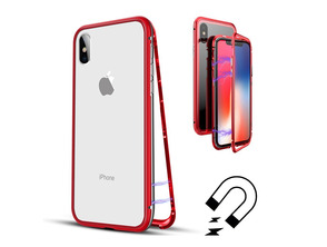 Acquista Custodia magnetica con vetro temperato iPhone X/XS Rosso Custodia magnetica con vetro temperato iPhone X/XS Rosso