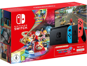 Acquista Consola Nintendo Switch Azul Neon / Rojo + Mario Kart 8 + 3 Maglie Nintendo Online Consola Nintendo Switch Azul Neon / Rojo + Mario Kart 8 + 3 Maglie Nintendo Online