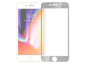 Cristal Templado Stampa 3D Fibra Carbonia iPhone 7 /iPhone 8 / iPhone SE 2020 Argento