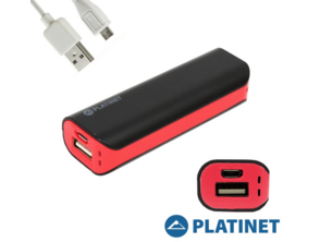 PLATINET POWER BANK 4400mAh 5V 1A + LINT.NEG-ROJO