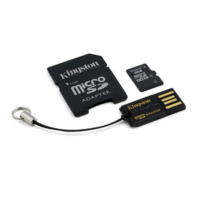 MICRO SD KINGSTON MULTIKIT 4GB con ADAPTADOR SD + USB CLASS 4 MB