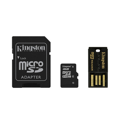 MICRO SD KINGSTON MULTIKIT 4GB con ADAPTADOR SD + USB CLASS 4 MB