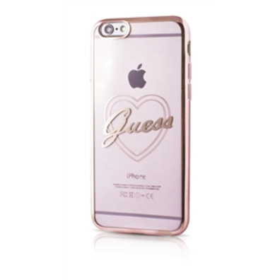 TPU trasparente caso cuore oro rosa mela iPhone 6 / 6S ospite