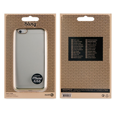 Soft case Clear-Gold Bling Apple iPhone 6/6S Muvit