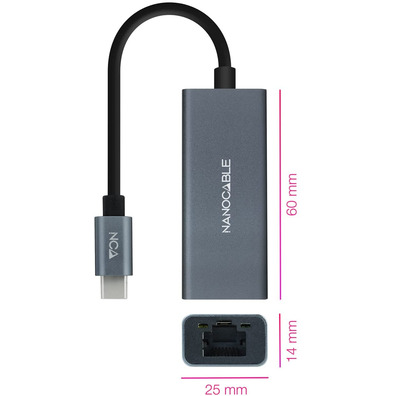 Adaptador USB - C a RJ45 Nanocable 10.03.0406 1000 Mbps