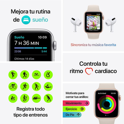 Apple Watch SE 2021 GPS 40 mm Caja de Aluminio Gris espaciale / Correa Deportiva Negro Medianoche