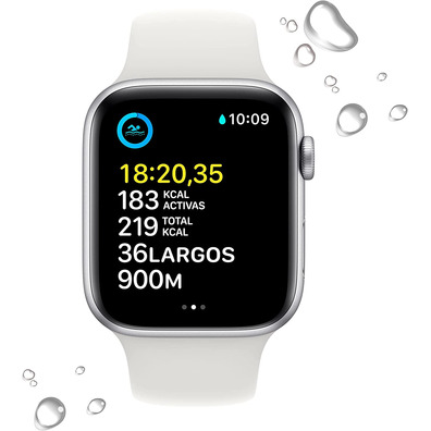 Apple Watch SE 2ª Gen GPS 44mm Aluminio Plata / Correa Deportiva Blanca