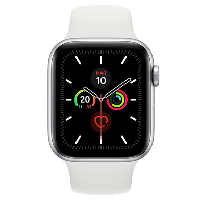 Apple Watch Series 5 40mm GPS Aluminio Plata con corredo blanca Sport MWV62TY/A