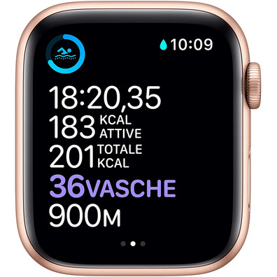 Apple Watch Series 6 GPS 44mm Caja de Aluminio en Oro / Correa Deportiva Rosa Arena