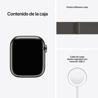 Apple Watch Series 7 GPS/Cellular 41 mm Caja de Acero Grafito / Correa Milanesa en Grafito
