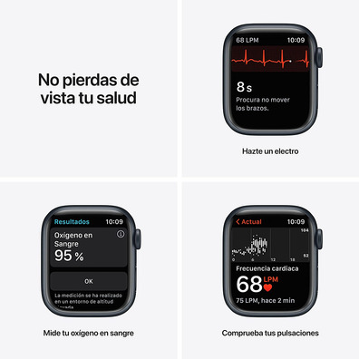 Apple Watch Series 7 GPS/Cellular 41 mm Caja de Aluminio en Negro Medianoche / Correa deportiva Negr