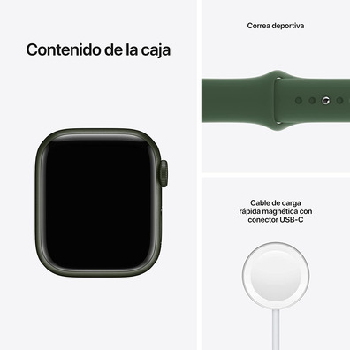 Apple Watch Series 7 GPS/Cellular 41 mm Caja de Aluminio en Verde / Correa deportiva Verde Trebol
