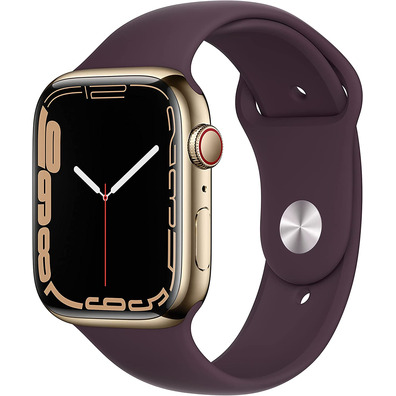 Apple Watch Serie 7 GPS/Cellular 45 mm Caja Acero Oro / Correa deportiva Cereza Oscuro