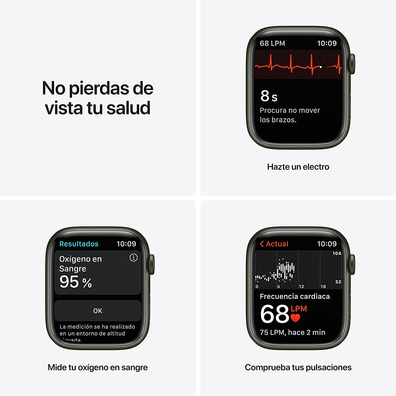 Apple Watch Series 7 GPS/Cellular 45 mm Caja de Aluminio en Verde / Correa deportiva Verde Trebol