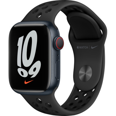 Apple Watch Series 7 Nike GPS/Cellular 41 mm Caja de Aluminio en Negro Medianoche / Correa Nike