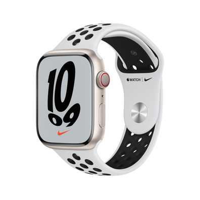 Apple Watch Series 7 Nike GPS/Cellular 41 mm Caja de Aluminio en Plata / Correa Deportiva Nike Plati