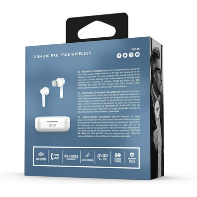 Auriculares In - Ear SPC Zion Air Pro White BT 5,0