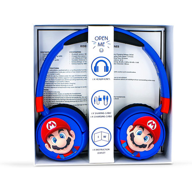 Auriculares OTL Wireless Bluetooth Cuffie Super Mario Azul