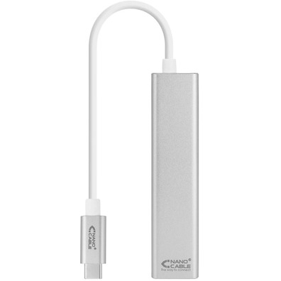 Cavo USB C 3,0 a RJ45 + 3xUSB 3,0 Plata Nanocable