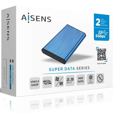 Caja Externa 2,5 '' USB portatile SATA Aisens Aluminio Azul ASE - 2525BLU