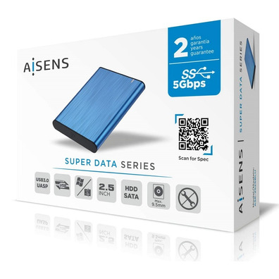 Caja Externa 2,5 '' USB portatile SATA Aisens Aluminio Azul ASE - 2525BLU