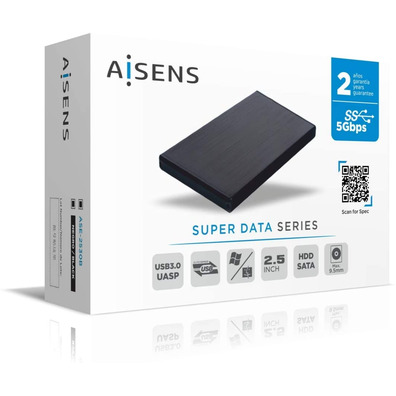 Caja Externa 2,5 '' USB femmina sata AISENS Aluminio Negro