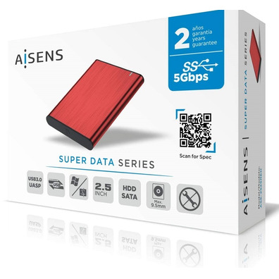 Caja Externa 2,5 '' USB portatile SATA Aisens Aluminio Negro ASE - 2525RED