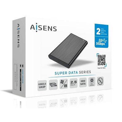 Caja Externa 2,5 '' USB portatile SATA Aisens Aluminio Negro