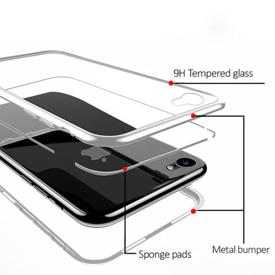 Custodia magnetica con vetro temperato iPhone 7/8 Plus Nero