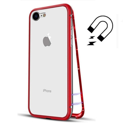 Custodia magnetica con vetro temperato iPhone 7/8 Plus Rosso