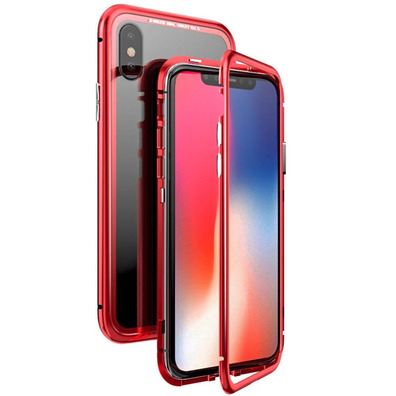 Custodia magnetica con vetro temperato iPhone 7/8 Plus Rosso