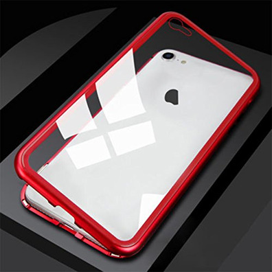 Custodia magnetica con vetro temperato iPhone 7/8 Rosso