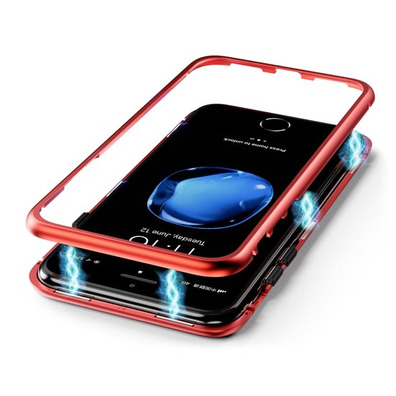 Custodia magnetica con vetro temperato iPhone 7/8 Rosso