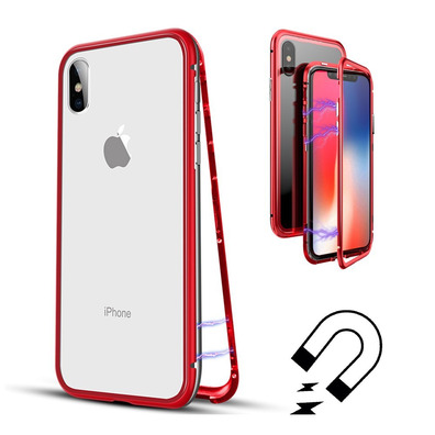 Custodia magnetica con vetro temperato iPhone X/XS Rosso