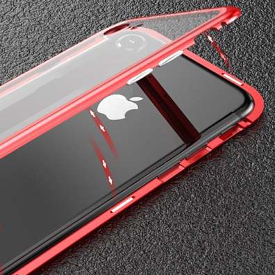 Custodia magnetica con vetro temperato iPhone X/XS Rosso