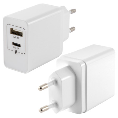 KSIX 4A USB + USB TIPO C BLANCO