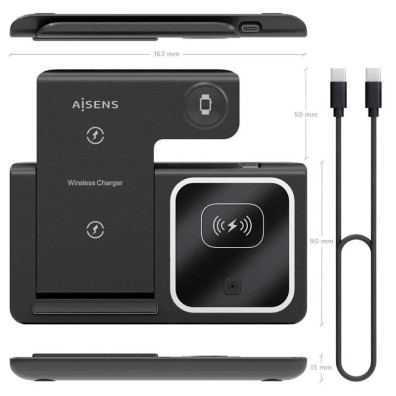 Caricabatterie 3 in 1 (15W) Aisens ASCH-15W3WC043-BK