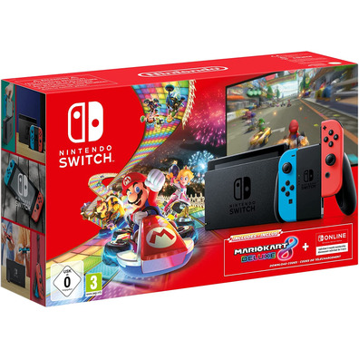 Consola Nintendo Switch Azul Neon / Rojo + Mario Kart 8 + 3 Maglie Nintendo Online