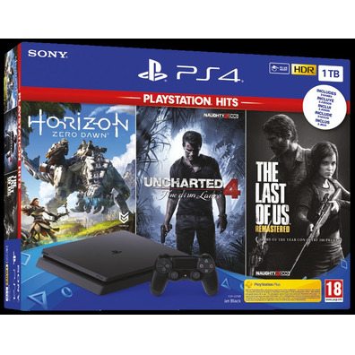 Playstation 4 console 1 TB   Uncharted 4   Orizzonte Zero Alba   The Last of Us