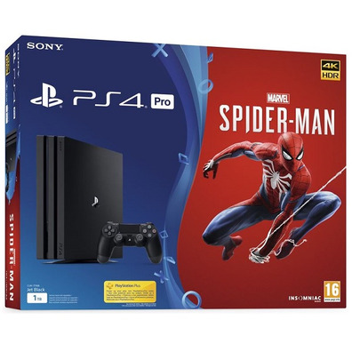 PS4 1 tb console pro Nero + Marvel\\'s Spider-Man
