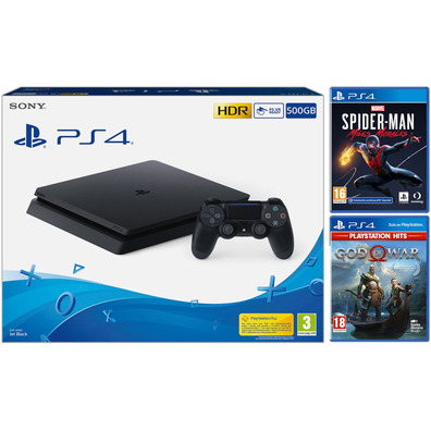 Consola PS4 (500GB) + Spiderman Miles Morales + Dio della guerra (PSHits)