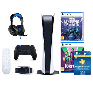 Consola PS5 Digital + Fortnite + 12 Meses PSN + Dualsense + Accesorios