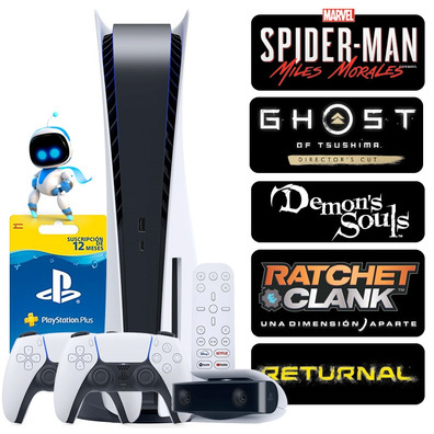 Consola PS5 + Mandos + 5 Juegos + Accesorios + 12 Meses PSN