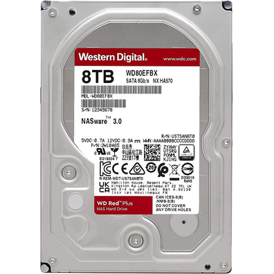 Disco Duro NAS Western Digital WD80EFBX 8TB SATA 3 Red Plus