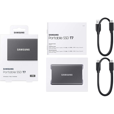 Disco Externo SSD Samsung Portable T7 1TB USB portatile Gris